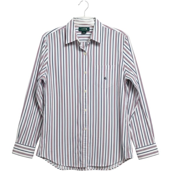 Lauren Ralph Lauren Tops - Lauren Ralph Lauren Womens M Striped Button Down Shirt Red White Blue Beach